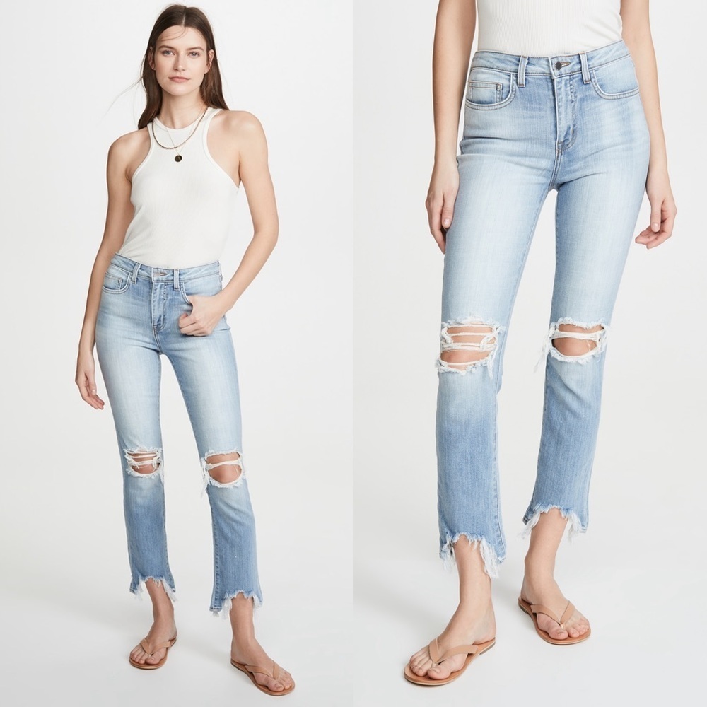 L'AGENCE High Line High Rise Skinny Jeans Light Wash Distressed 26